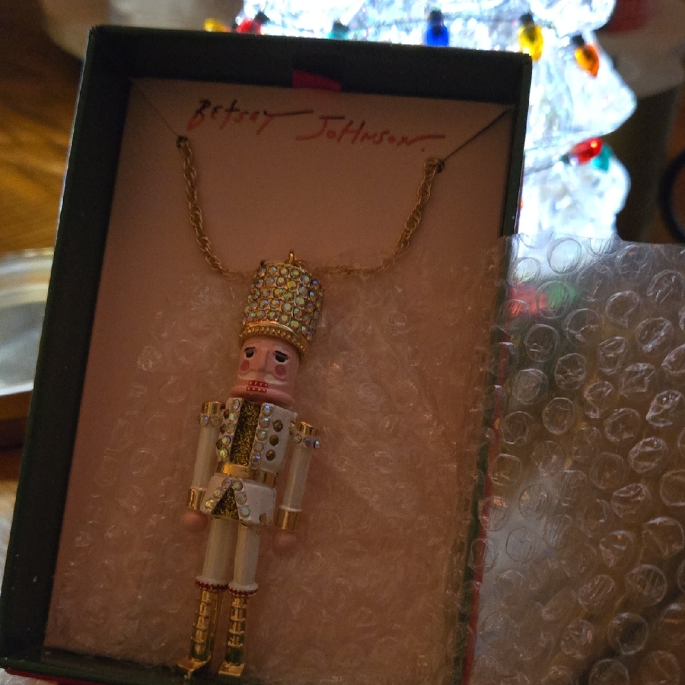 Betsey Johnson Gold and White Nutcracker Necklace